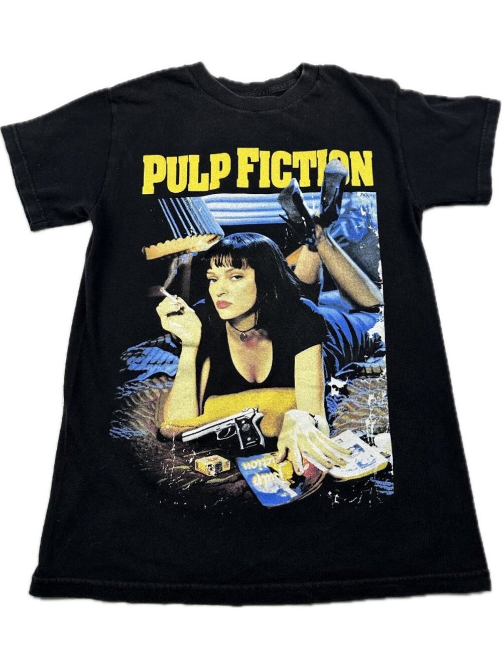 Pulp Fiction Women’s Vintage T-shirt Black Small Uma Thurman Tarantino